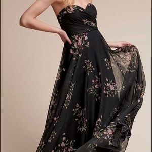 Bhldn floral strapless gown